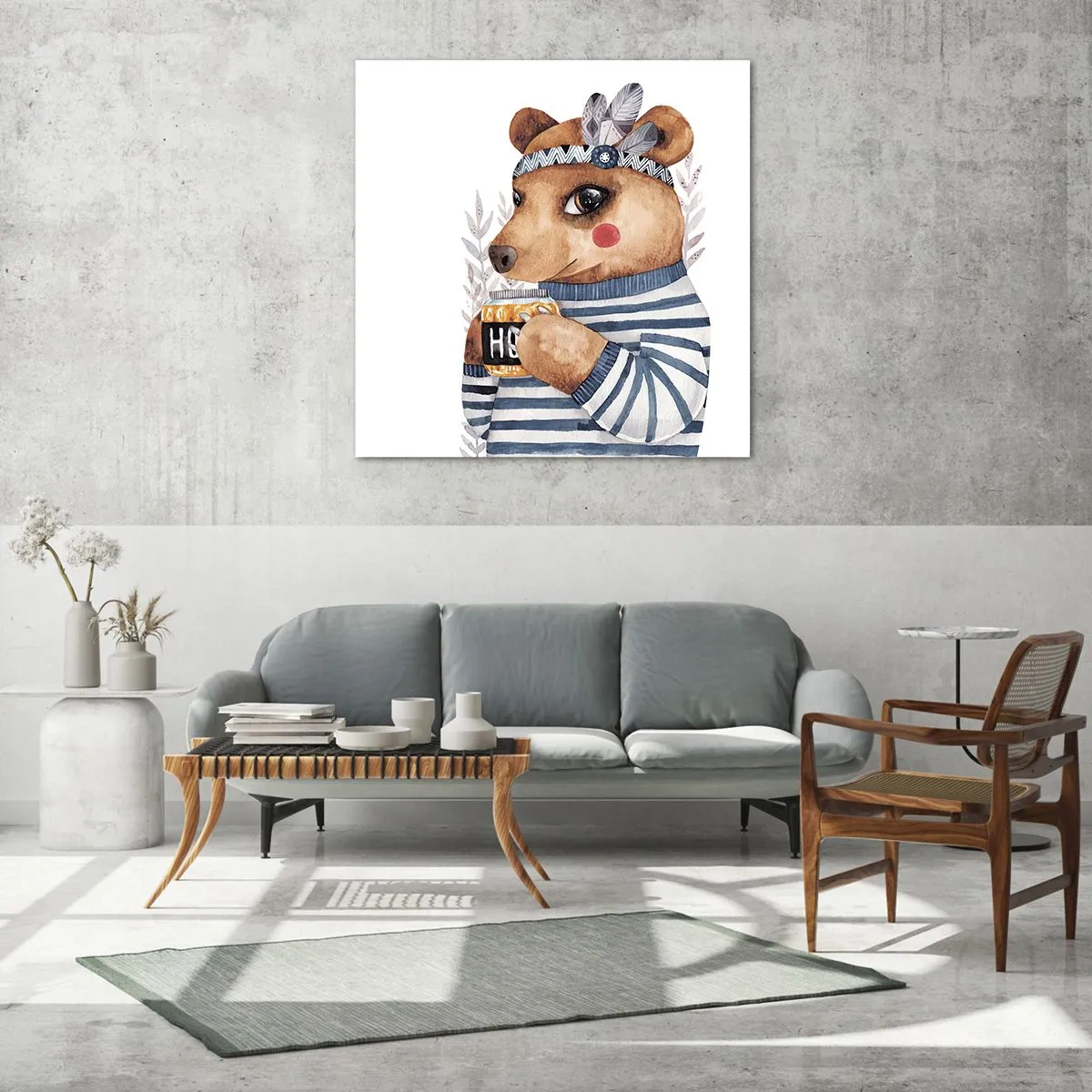 Glasbild - Bild auf glas - Süße Bärin - 70x70 cm