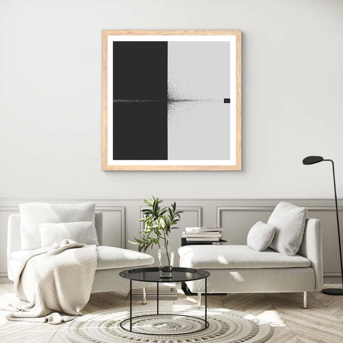 Poster in einem Rahmen aus heller Eiche - Direkt zum Ziel - 50x50 cm