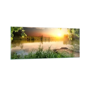 Glasbild - Bild auf glas - Landschaft in einem grünen Rahmen - 100x40 cm