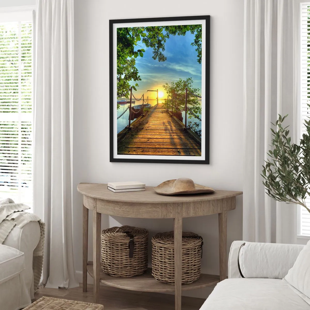 Poster in einem schwarzem Rahmen - Westen auf dem Wasser - 61x91 cm