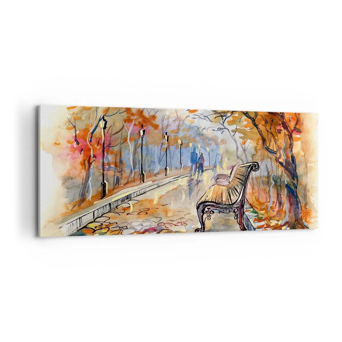 Bild auf Leinwand - Leinwandbild - Gemeinsam im Herbst wandern - 100x40 cm