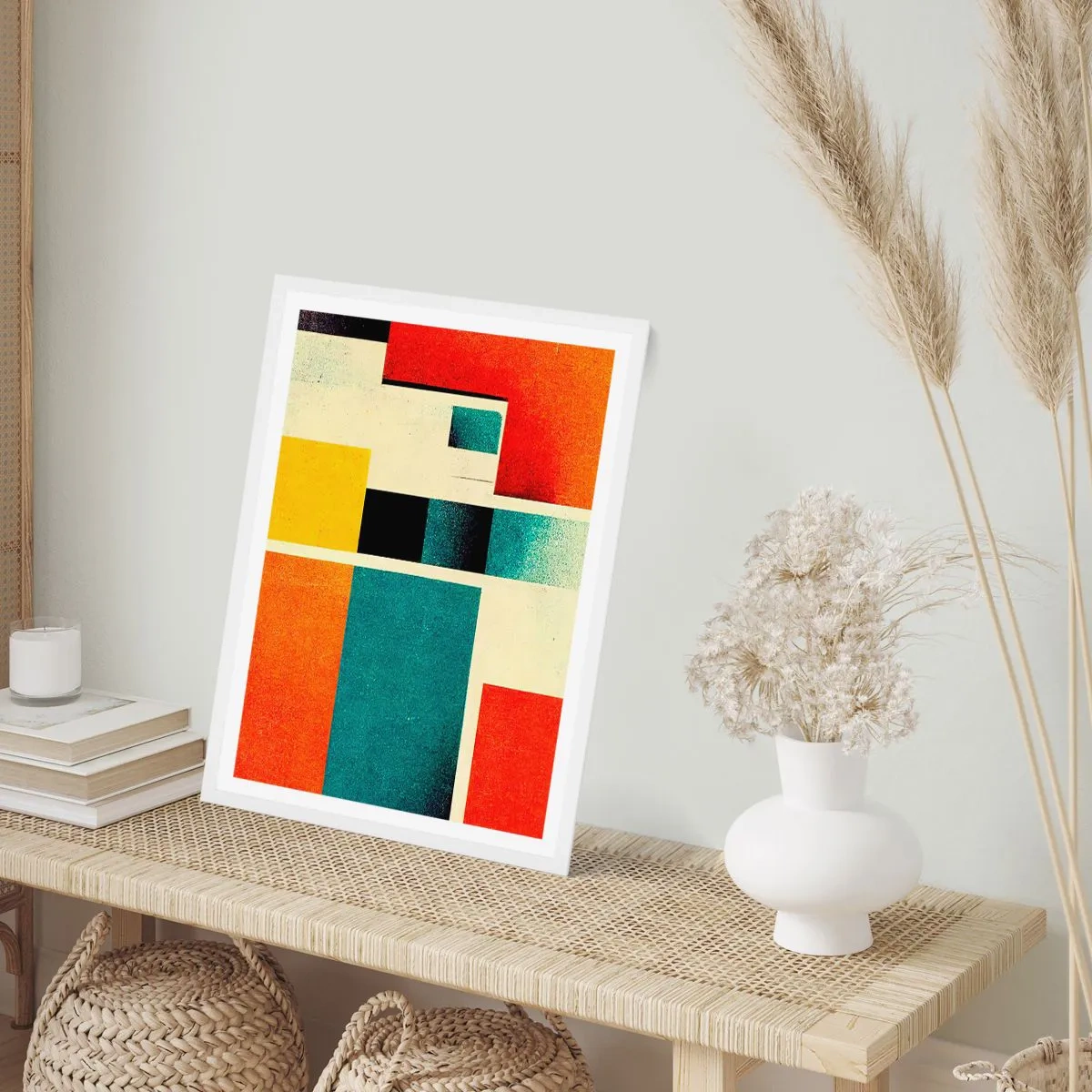 Poster in einem weißen Rahmen - Geometrische Abstraktion – gute Energie - 40x50 cm