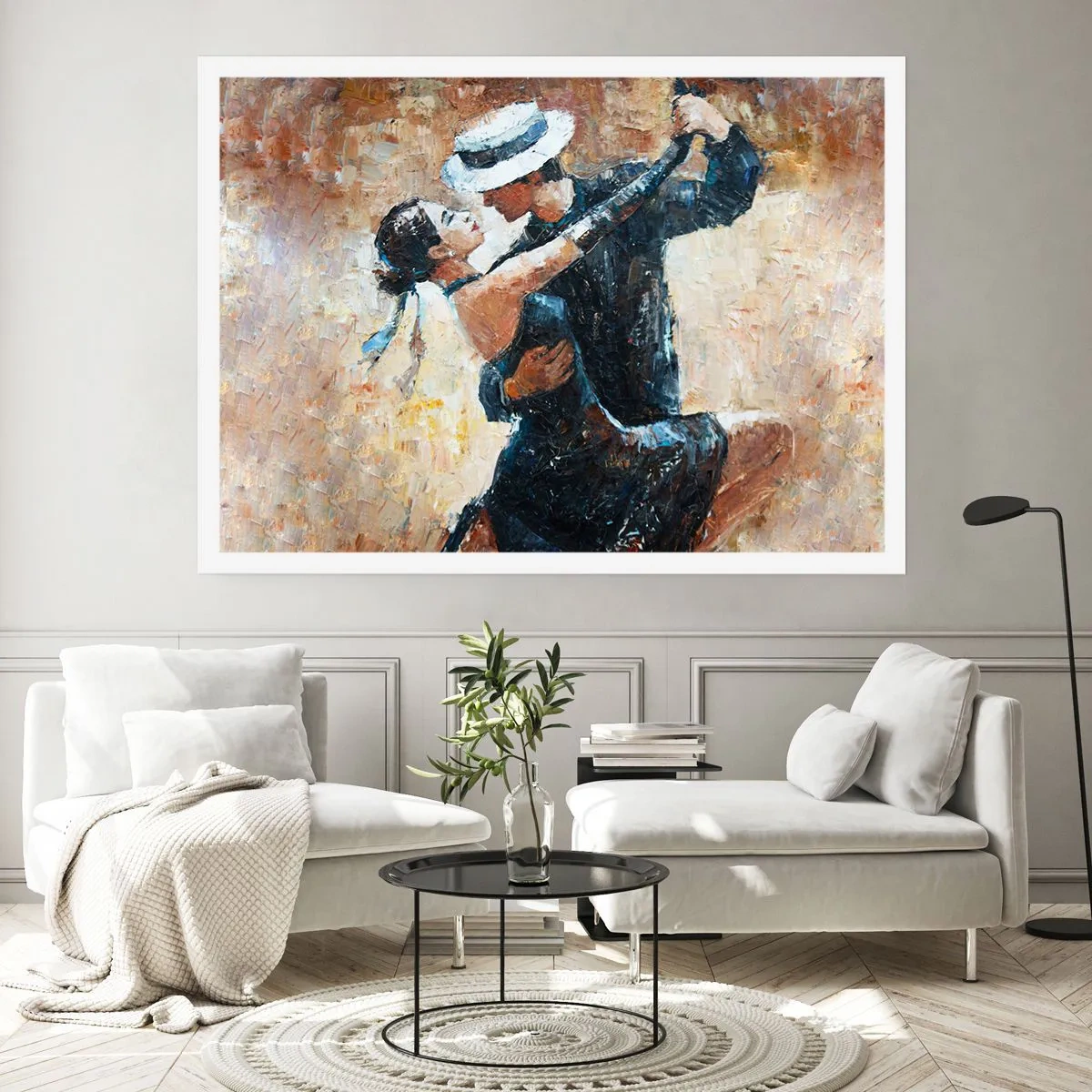 Poster - Ein Paar tanzt Tango in einem romantischen, eleganten Stil - 100x70cm - A la Rudolf Valentino - Moderne Wanddekoration für Wohnzimmer und Schlafzimmer ARTTOR