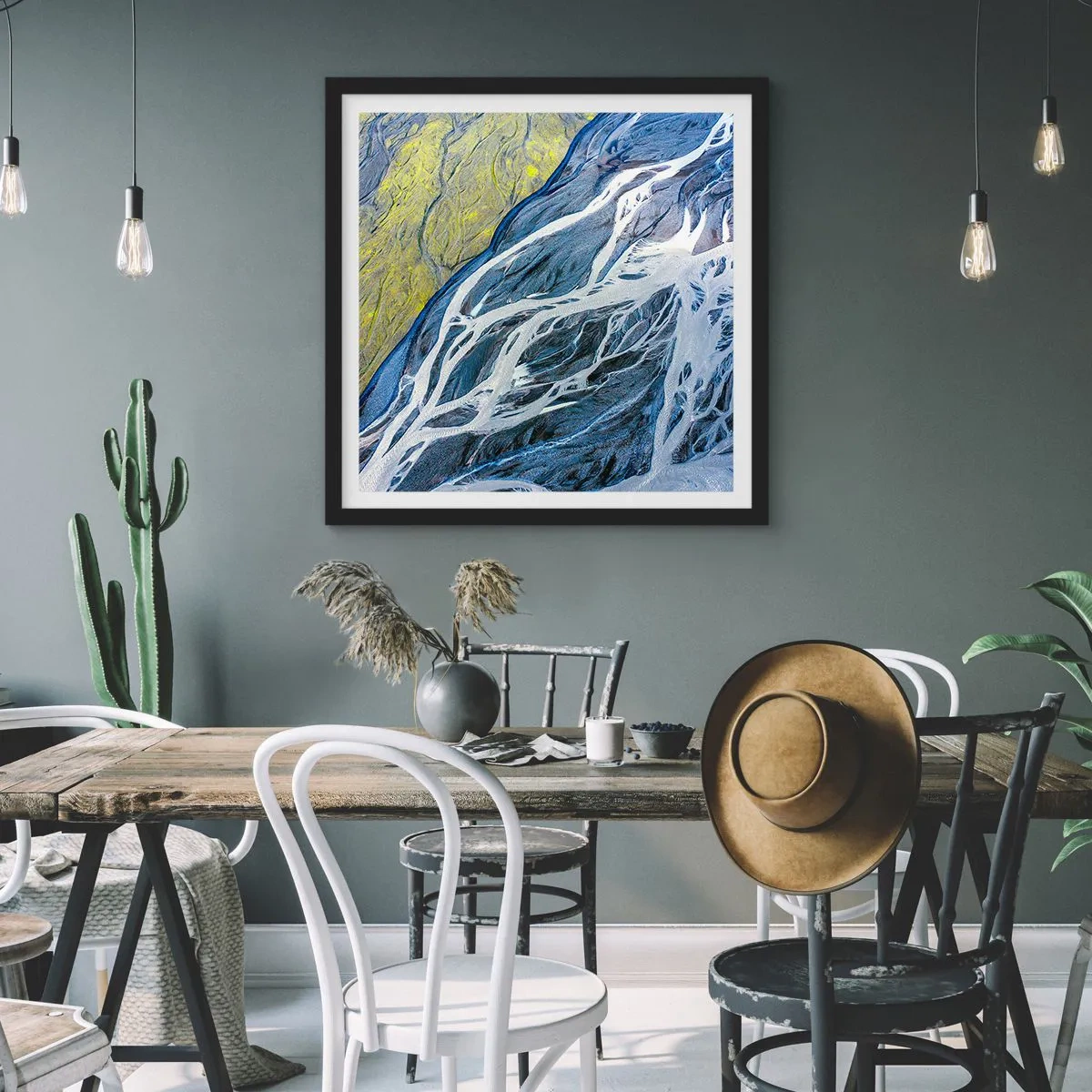 Poster in einem schwarzem Rahmen - Felsmalereien der Natur - 40x40 cm