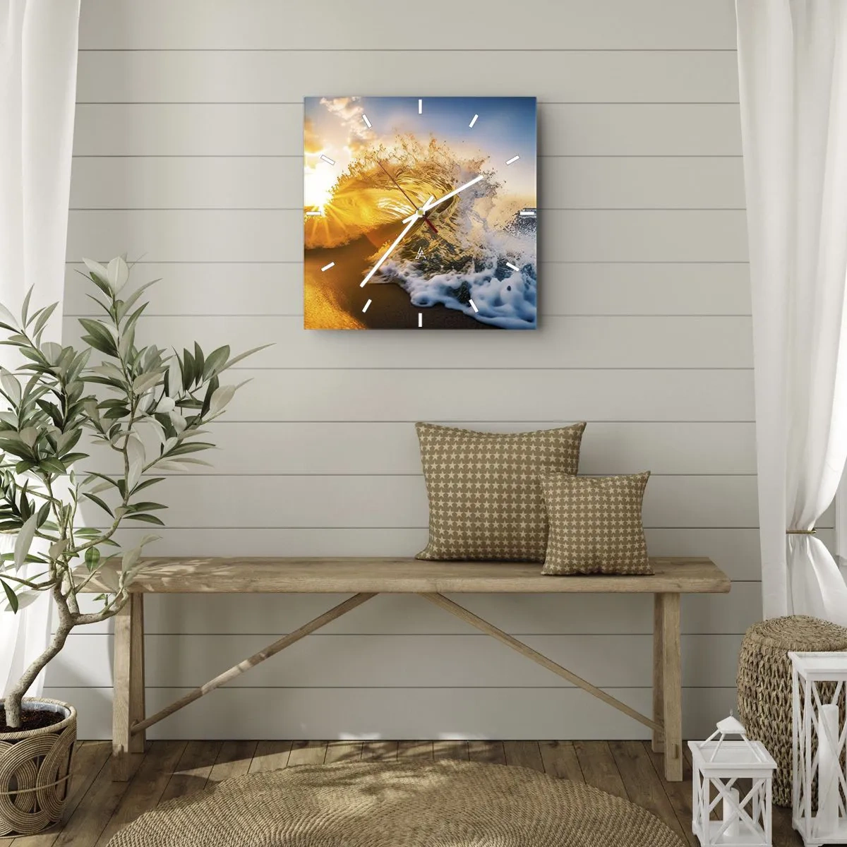 Wanduhr - Glasuhr - Spaß im Sand - 40x40 cm