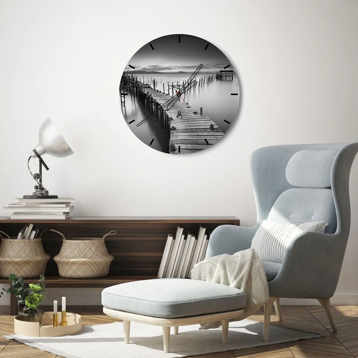 Wanduhr - Glasuhr - Der Frieden eines vergessenen Ufers - 30x30 cm