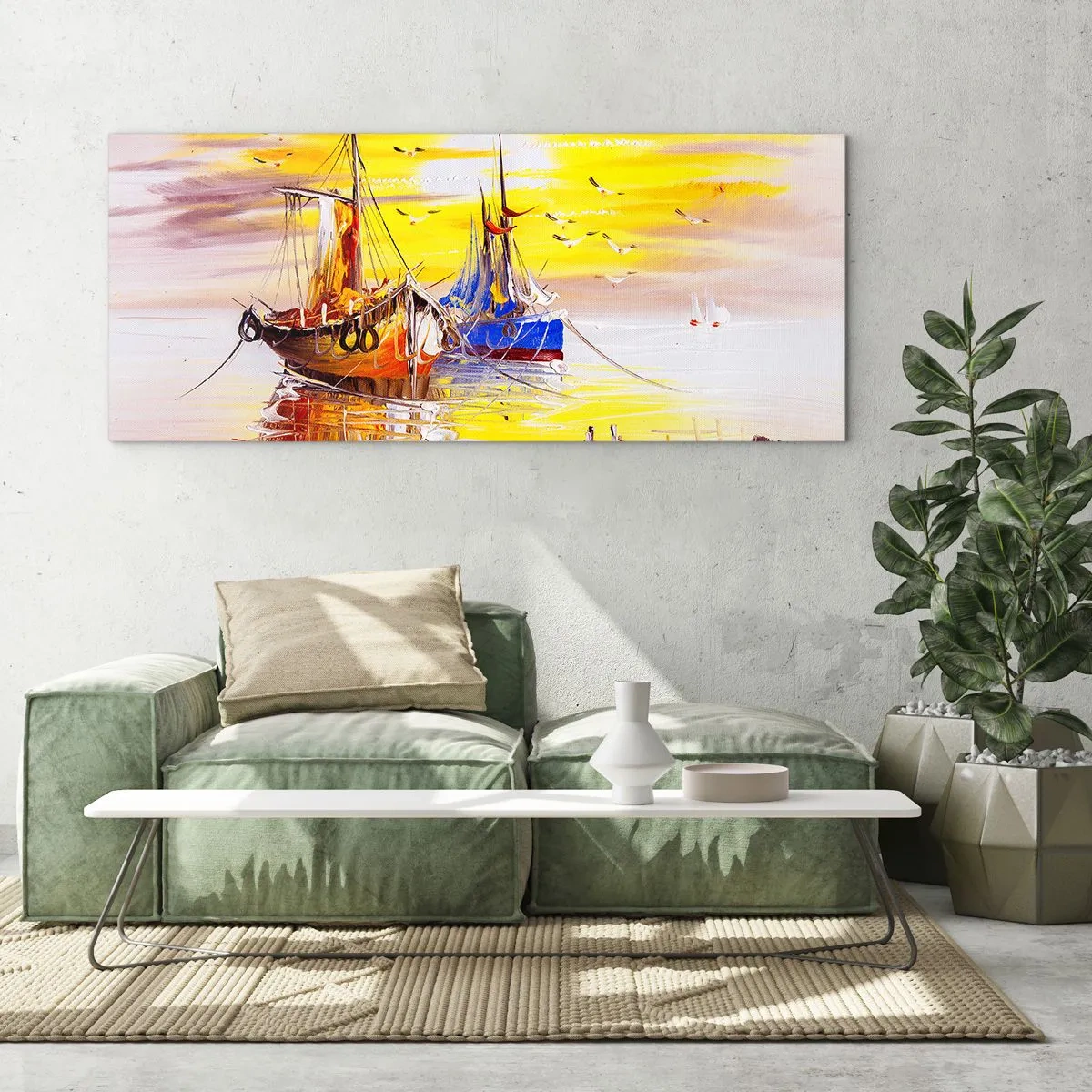 Glasbild - Bild auf glas - Eine wohlverdiente Pause im Hafen - 100x40 cm