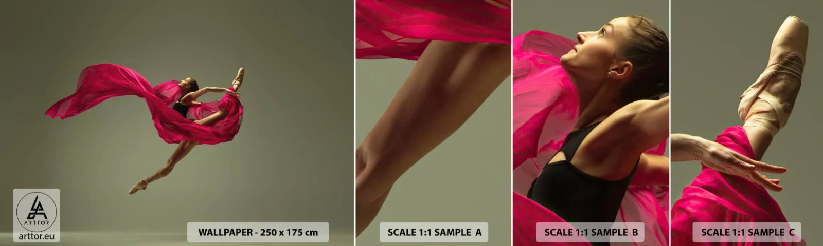 Fototapetenmuster Standard Eco - Tanzende Flamme - Tänzer, Ballerina, Ballett - 100x30 cm