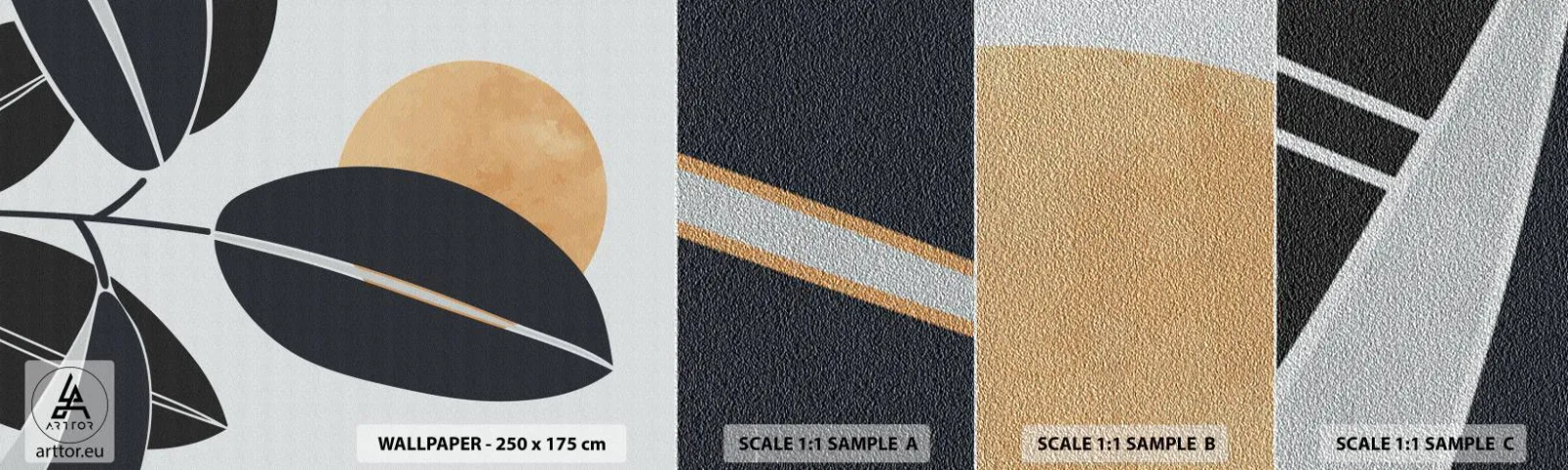 Fototapeten Muster Premium Sand - Heißer Sommertag - Botanik, Blätter, Minimalismus - 100x30 cm