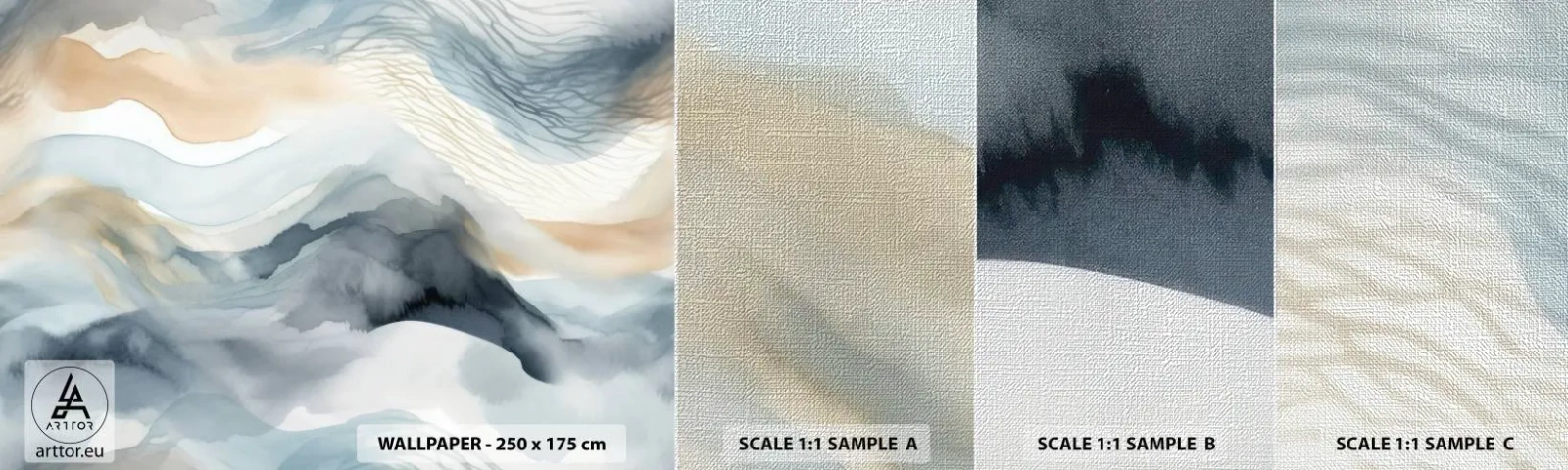 Fototapeten Muster Premium Canvas - Verschneite und neblige Abstraktion - Stück, Aquarell, Minimalismus - 100x30 cm