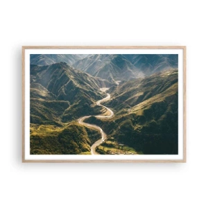 Poster in einem Rahmen aus heller Eiche - Direkt aus dem Herzen der Berge - 100x70 cm