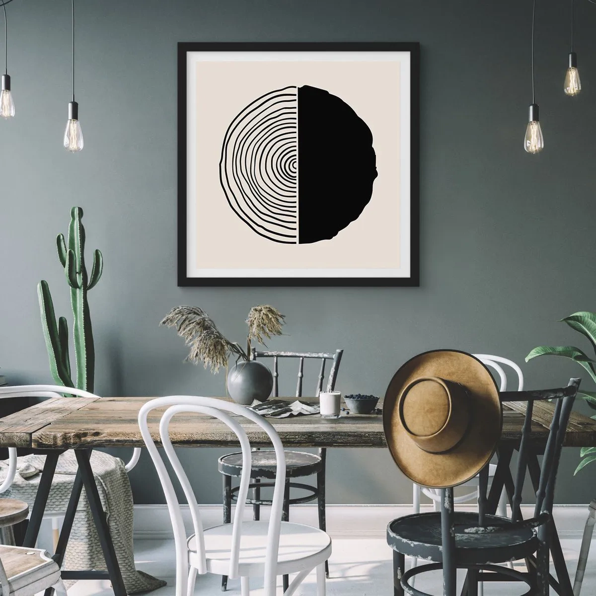 Poster in einem schwarzem Rahmen - Halb und halb - 40x40 cm