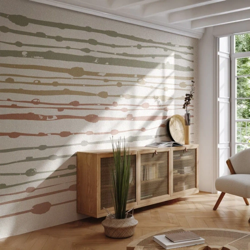 Maßgeschneiderte Fototapete Premium Sand - Musikalische Notation von Farben - Minimalismus, Pastell, Stück