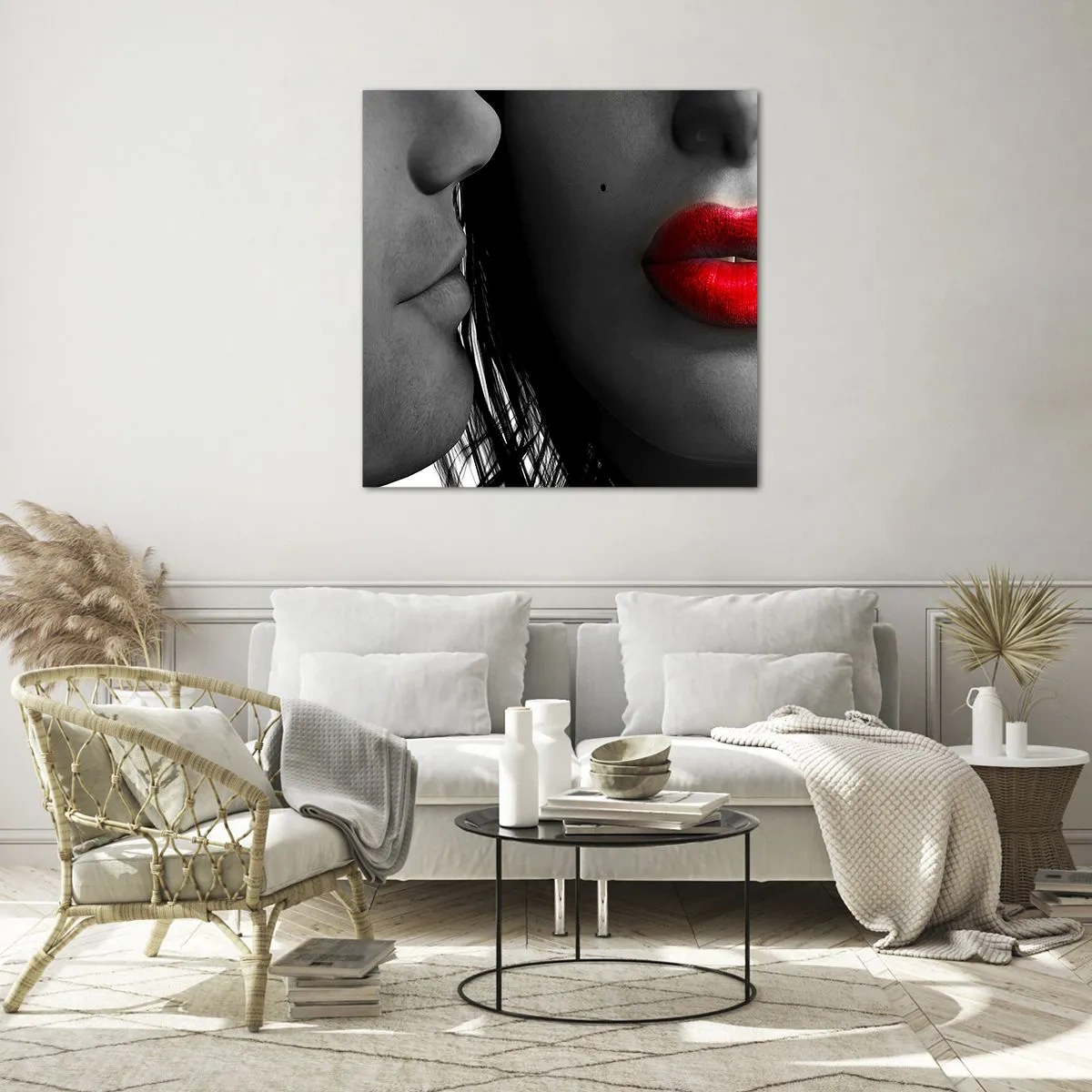 Glasbild - Bild auf glas - Gesicht am Gesicht - 40x40 cm