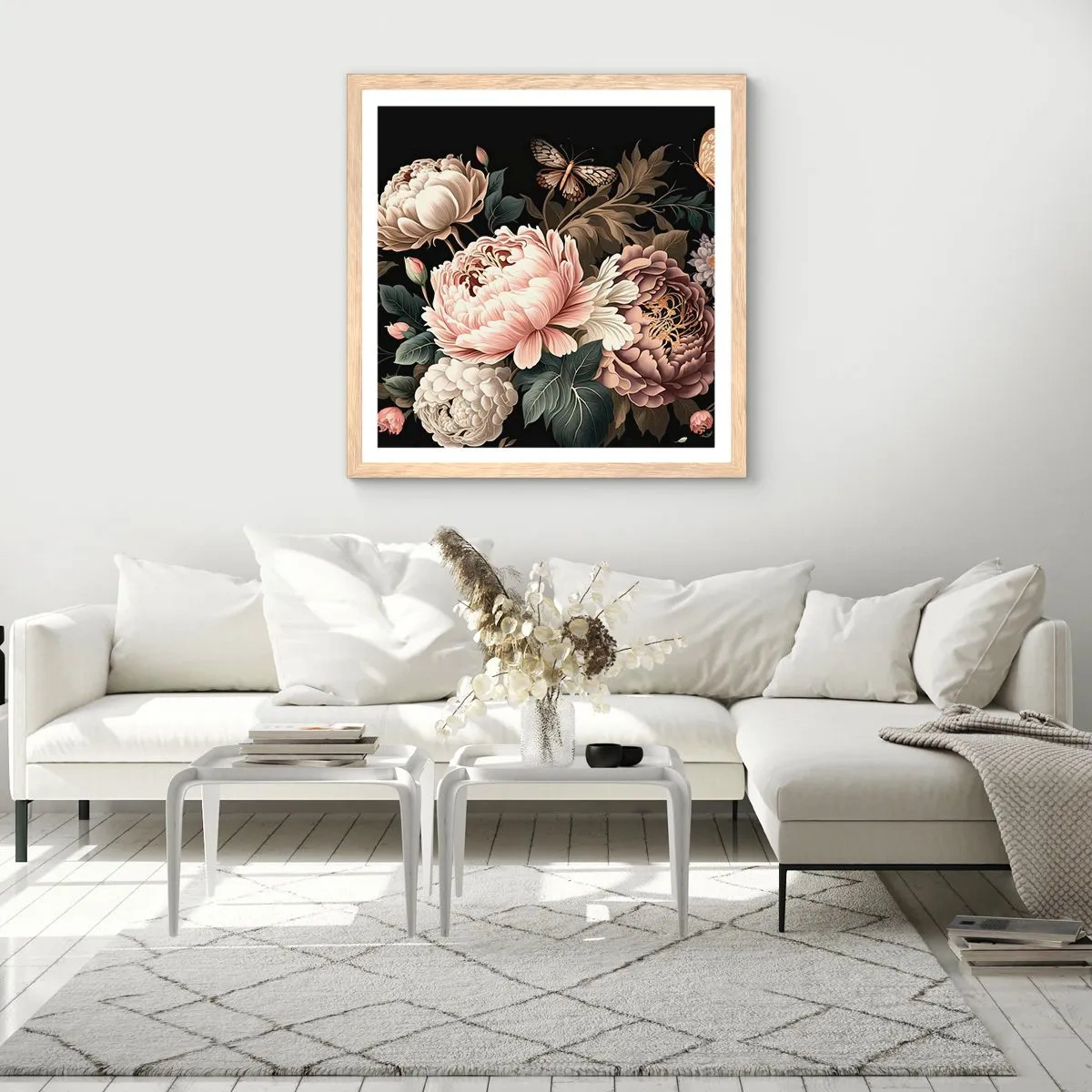 Poster in einem Rahmen aus heller Eiche - Im Barockstil - 30x30 cm