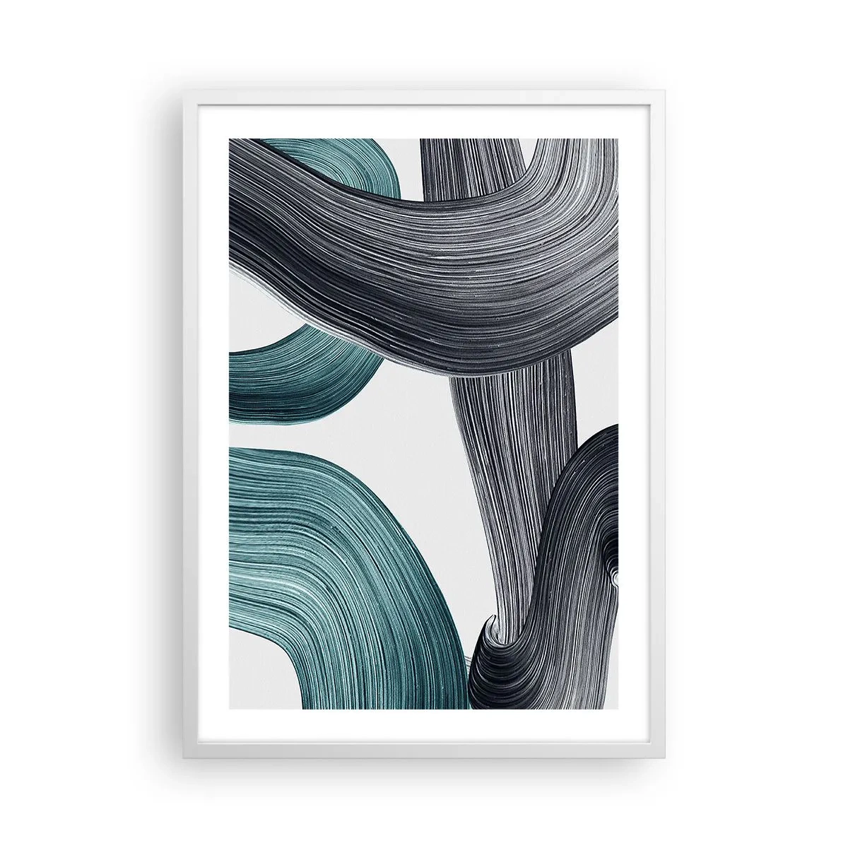 Poster in einem weißen Rahmen - Smaragdgrüne und schwarze Pfade - 50x70 cm