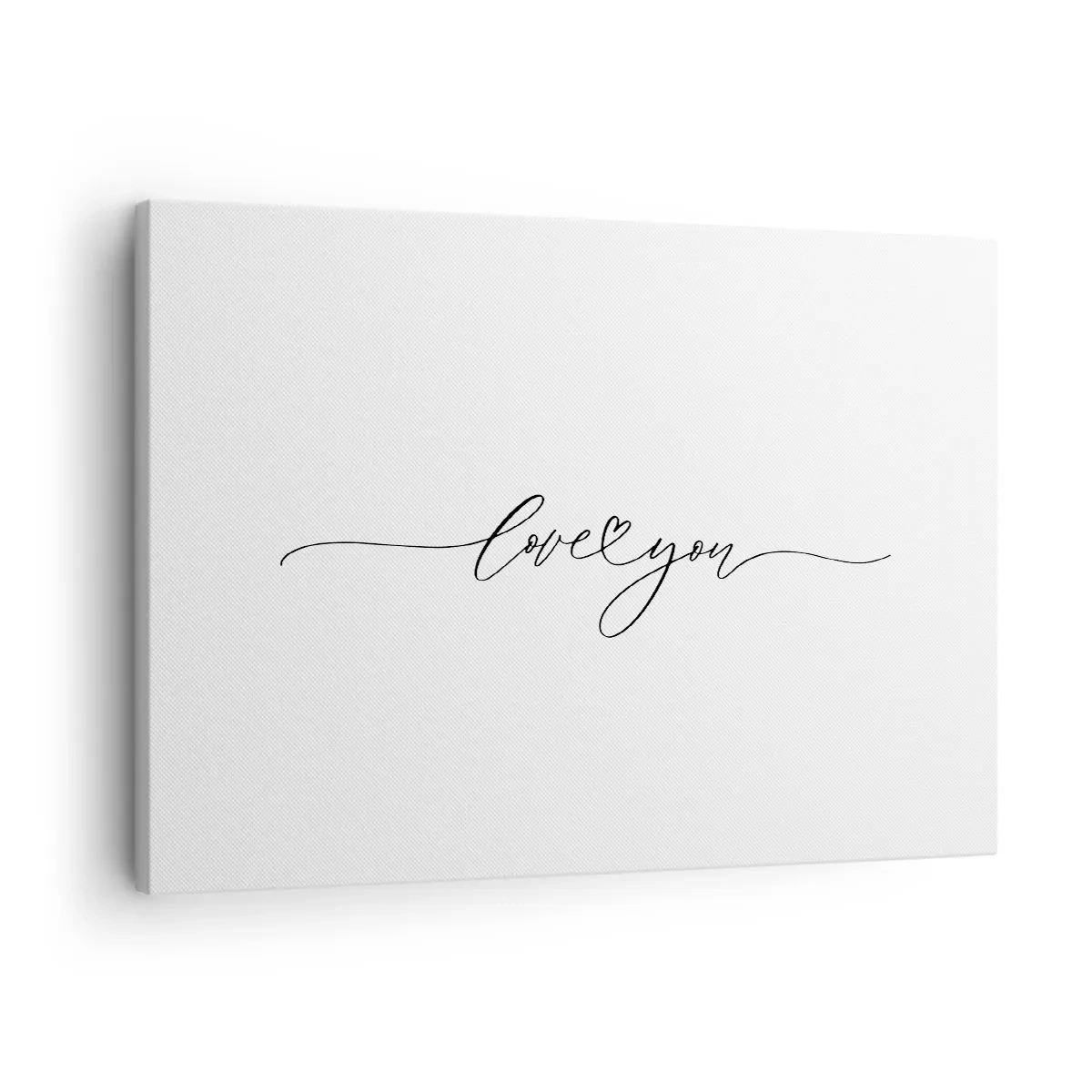 Bild auf Leinwand - Leinwandbild - Die Aufschrift „Ich liebe dich“ in eleganter Schriftart - 70x50cm - Schwarz auf weiß - Moderne Wanddekoration für Wohnzimmer und Schlafzimmer ARTTOR