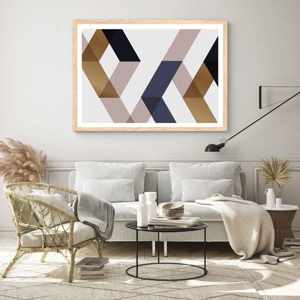 Poster in einem Rahmen aus heller Eiche - Ebenen und Winkel - 70x50 cm