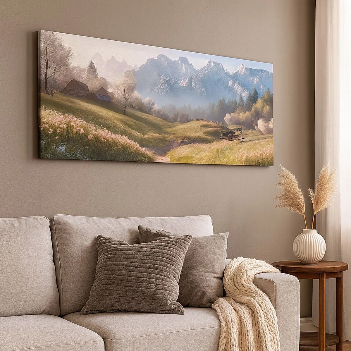 Bild auf Leinwand - Leinwandbild - Idyllisches Tal - 100x40 cm