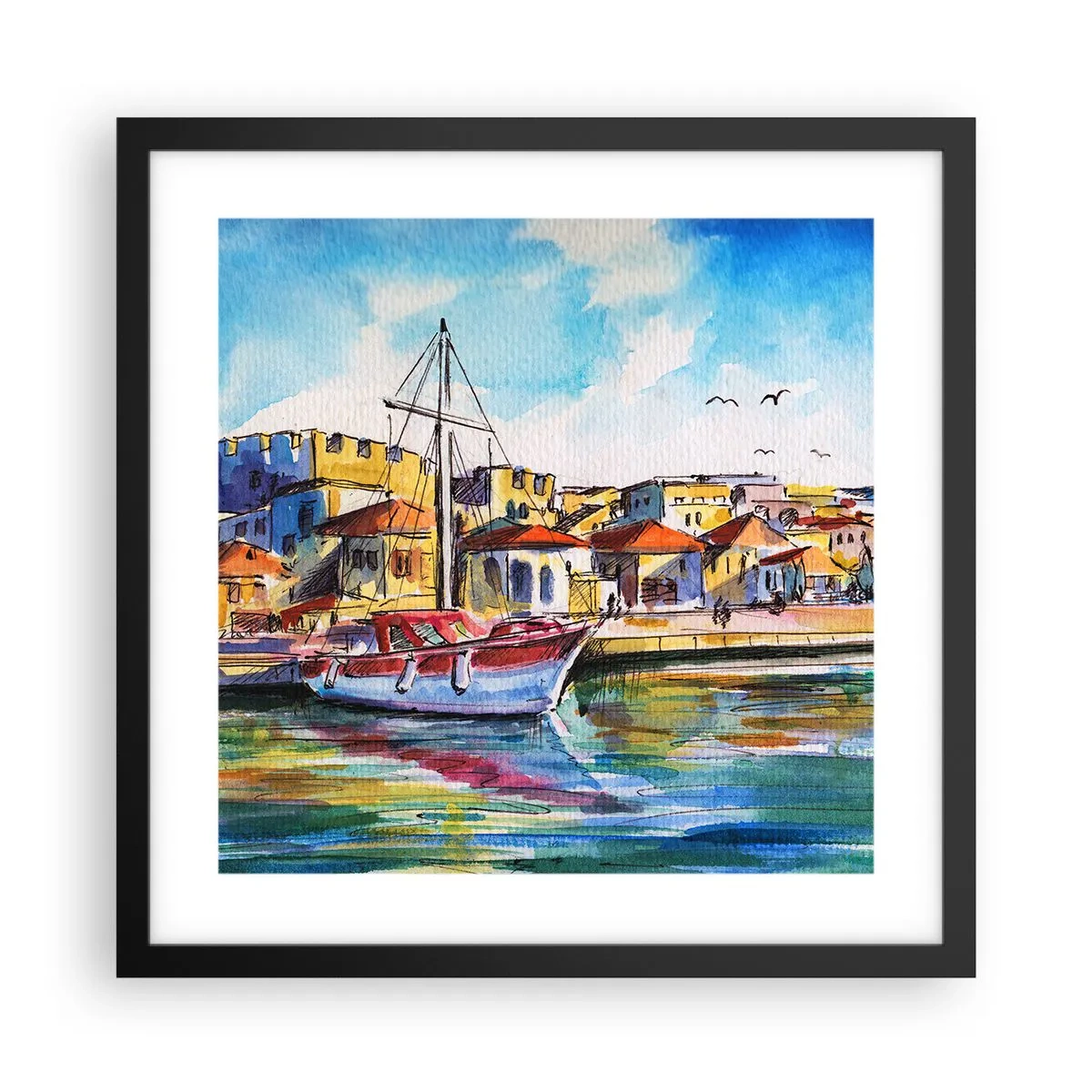 Poster in einem schwarzem Rahmen - Regenbogennachmittag - 40x40 cm