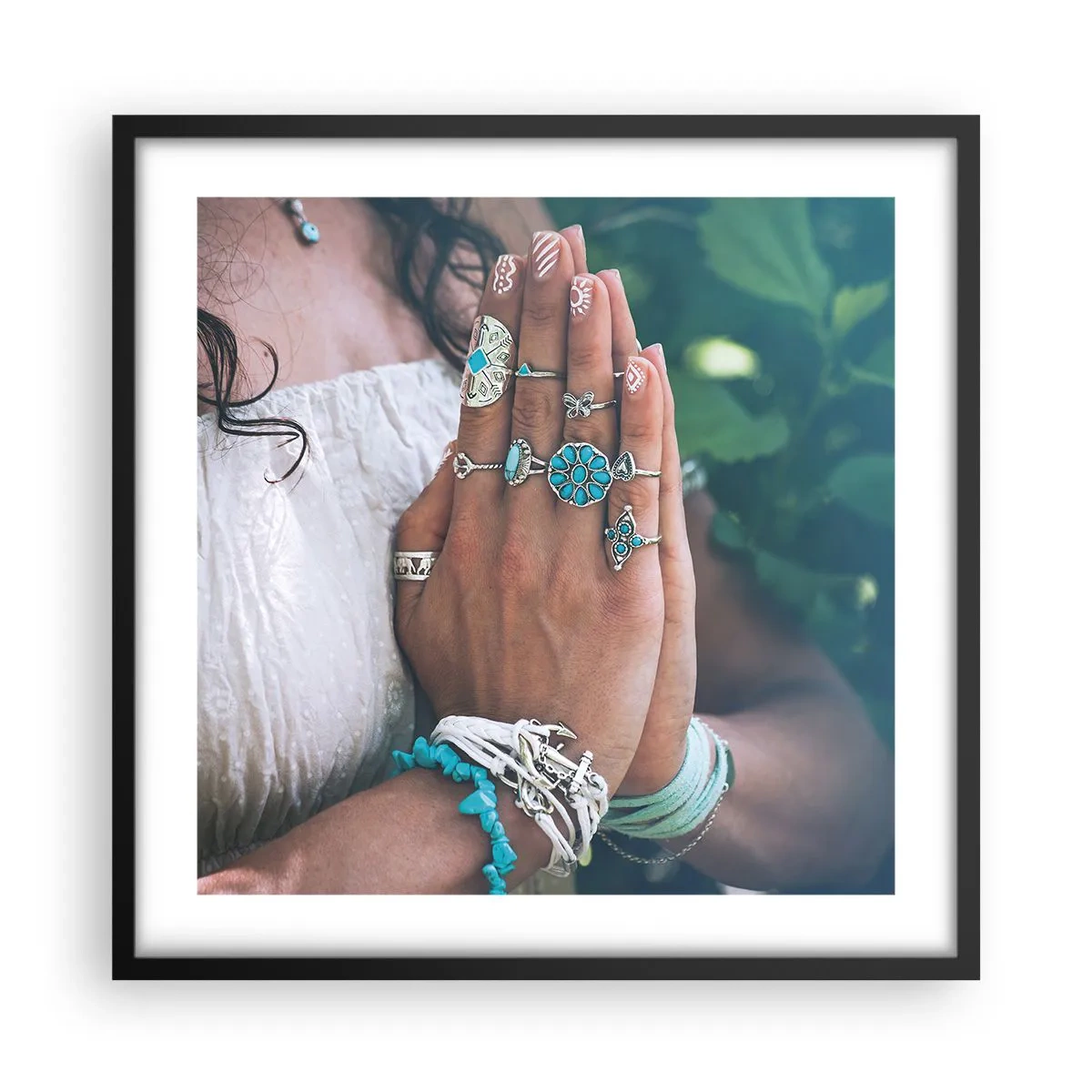 Poster in einem schwarzem Rahmen - Willkommen im Zentrum des Seins - 50x50 cm