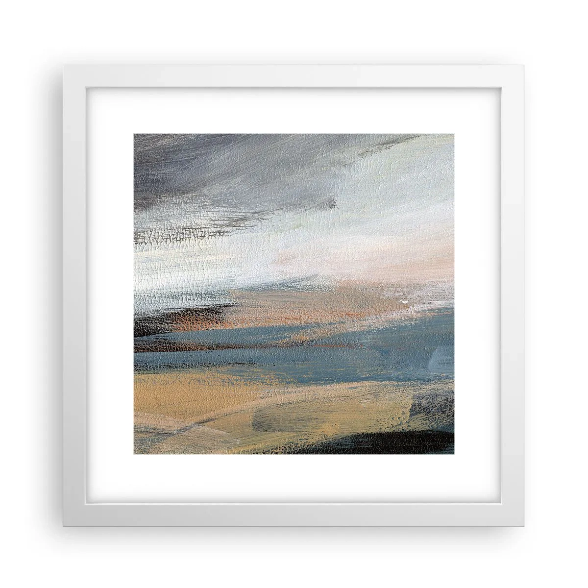 Poster in einem weißen Rahmen - Abstraktion: nördliche Landschaft - 30x30 cm