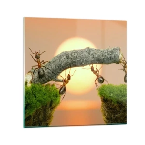 Glasbild - Bild auf glas - Glücklich, zusammen arbeiten - 50x50 cm