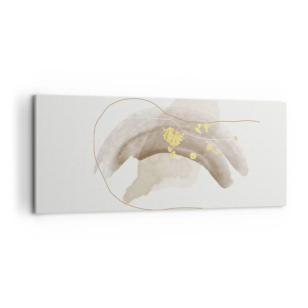Bild auf Leinwand - Leinwandbild - Eine abstrakte Komposition in Beige- und Goldtönen. - 120x50cm - Im Weltraum begegnet - Moderne Wanddekoration für Wohnzimmer und Schlafzimmer ARTTOR