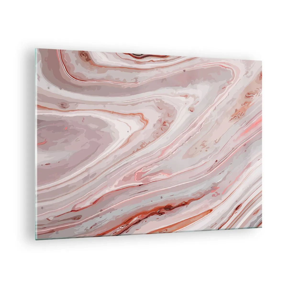 Glasbild - Bild auf glas - Abstraktes Muster in Rosa- und Brauntönen - 70x50cm - Rosa Flüssigkeit - Moderne Wanddekoration für Wohnzimmer und Schlafzimmer ARTTOR