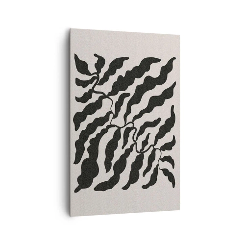 Bild auf Leinwand - Leinwandbild - Zweige mit Blättern in Schwarz auf hellem Hintergrund - 80x120cm - Natur des Quadrats - Moderne Wanddekoration für Wohnzimmer und Schlafzimmer ARTTOR