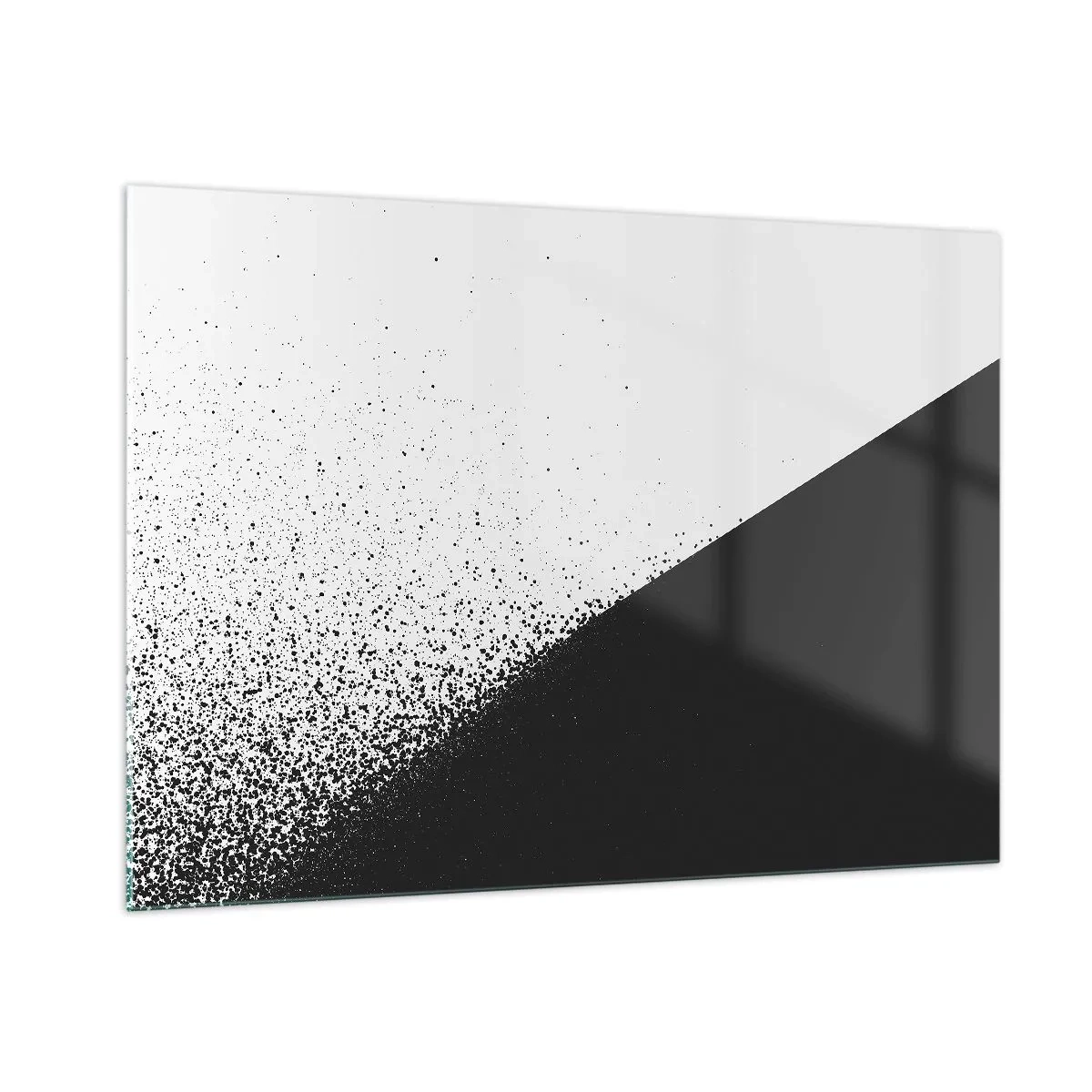 Glasbild - Bild auf glas - Eine minimalistische Komposition in Schwarz-Weiß mit Zerfallseffekt - 100x70cm - Immer schneller, immer mehr - Moderne Wanddekoration für Wohnzimmer und Schlafzimmer ARTTOR