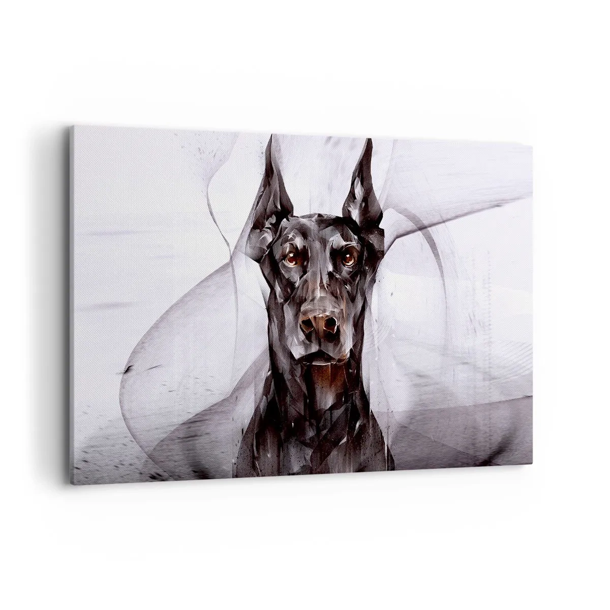 Bild auf Leinwand - Leinwandbild - Abstraktes Porträt eines Hundes in künstlerischer Herangehensweise - 120x80cm - Edelgeboren - Moderne Wanddekoration für Wohnzimmer und Schlafzimmer ARTTOR