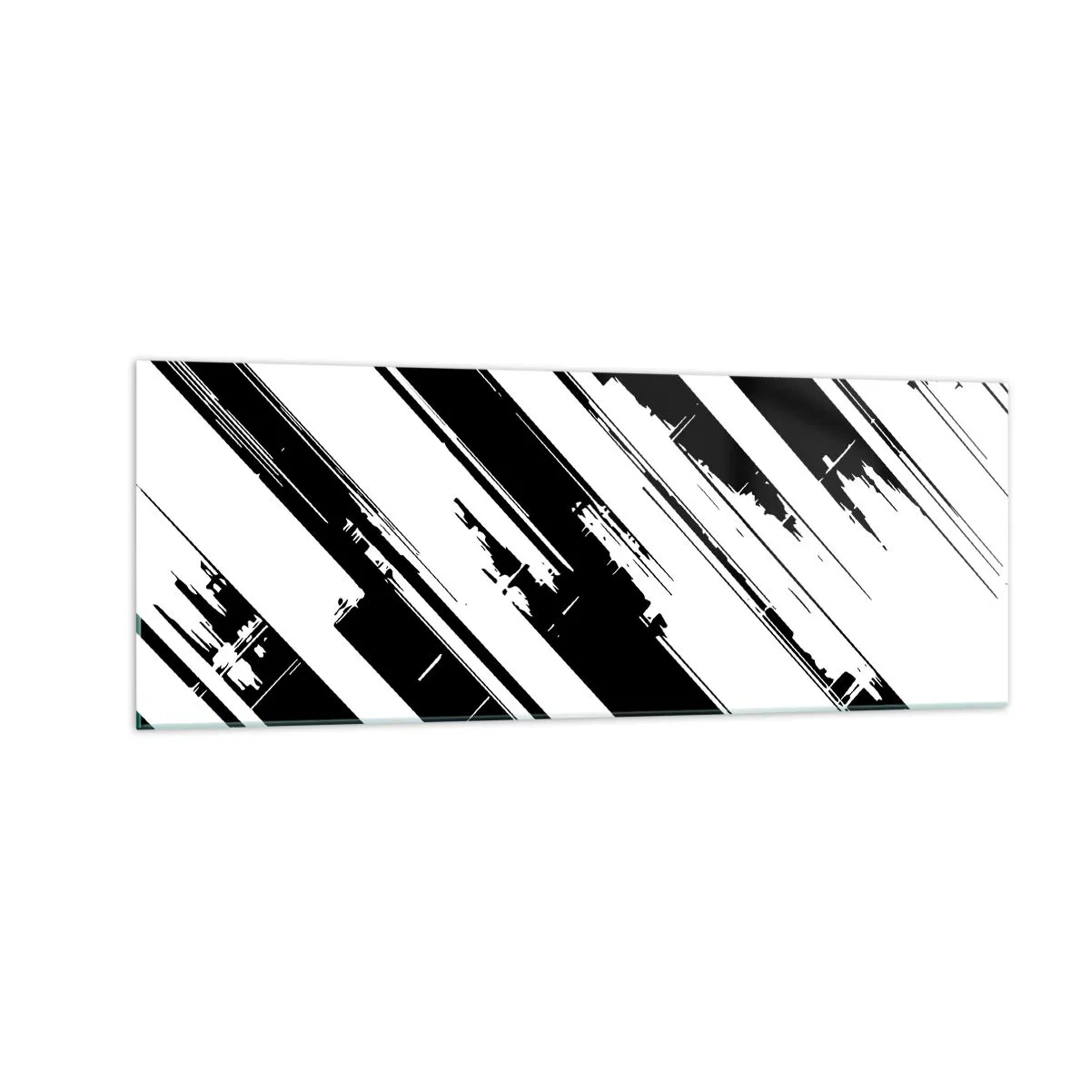 Glasbild - Bild auf glas - Schwarz-weiße Linien und geometrische Muster im modernen Stil - 140x50cm - Eine intensive und dynamische Komposition - Moderne Wanddekoration für Wohnzimmer und Schlafzimmer ARTTOR