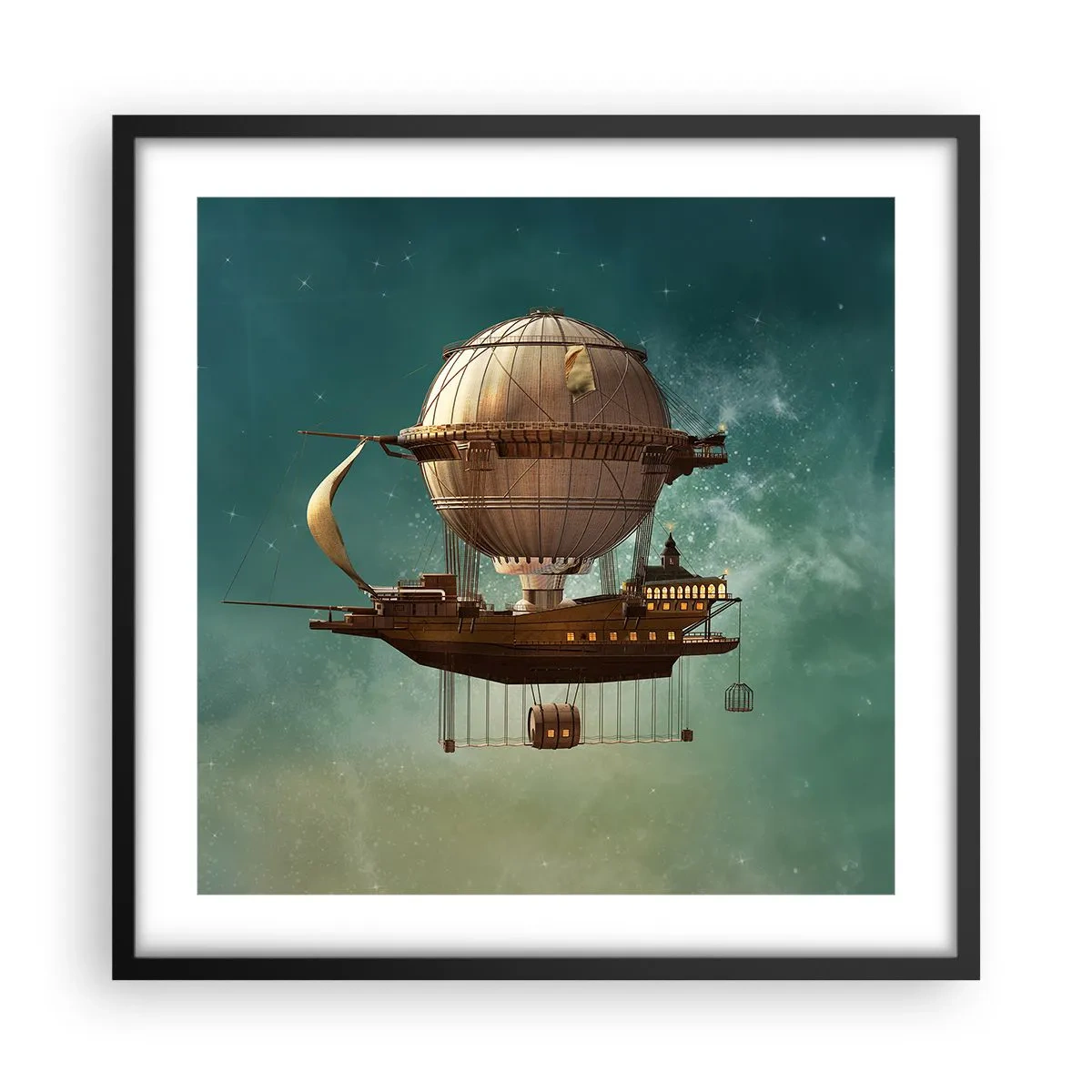 Poster in einem schwarzem Rahmen - Jules Verne sagt Hallo - 50x50 cm