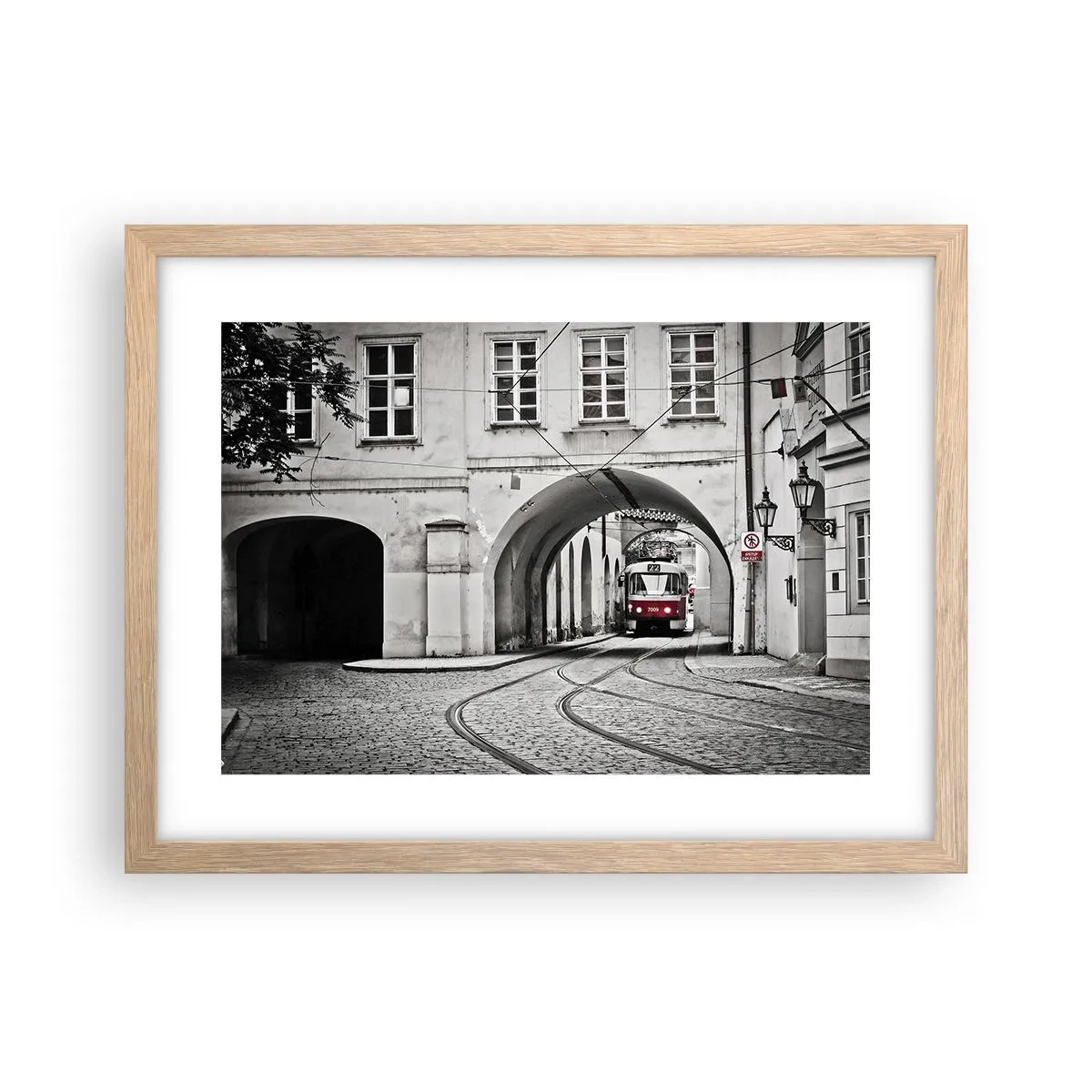 Poster in einem Rahmen aus heller Eiche - Durch das Stadtlabyrinth - 40x30 cm