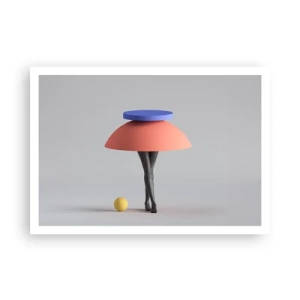 Poster - Abstrakte geometrische Komposition mit Beinen und einem Ball - 100x70cm - Surrealistische Komposition - Moderne Wanddekoration für Wohnzimmer und Schlafzimmer ARTTOR