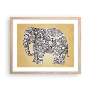 Poster in einem Rahmen aus heller Eiche - Elefant verhüllte sich - 50x40 cm