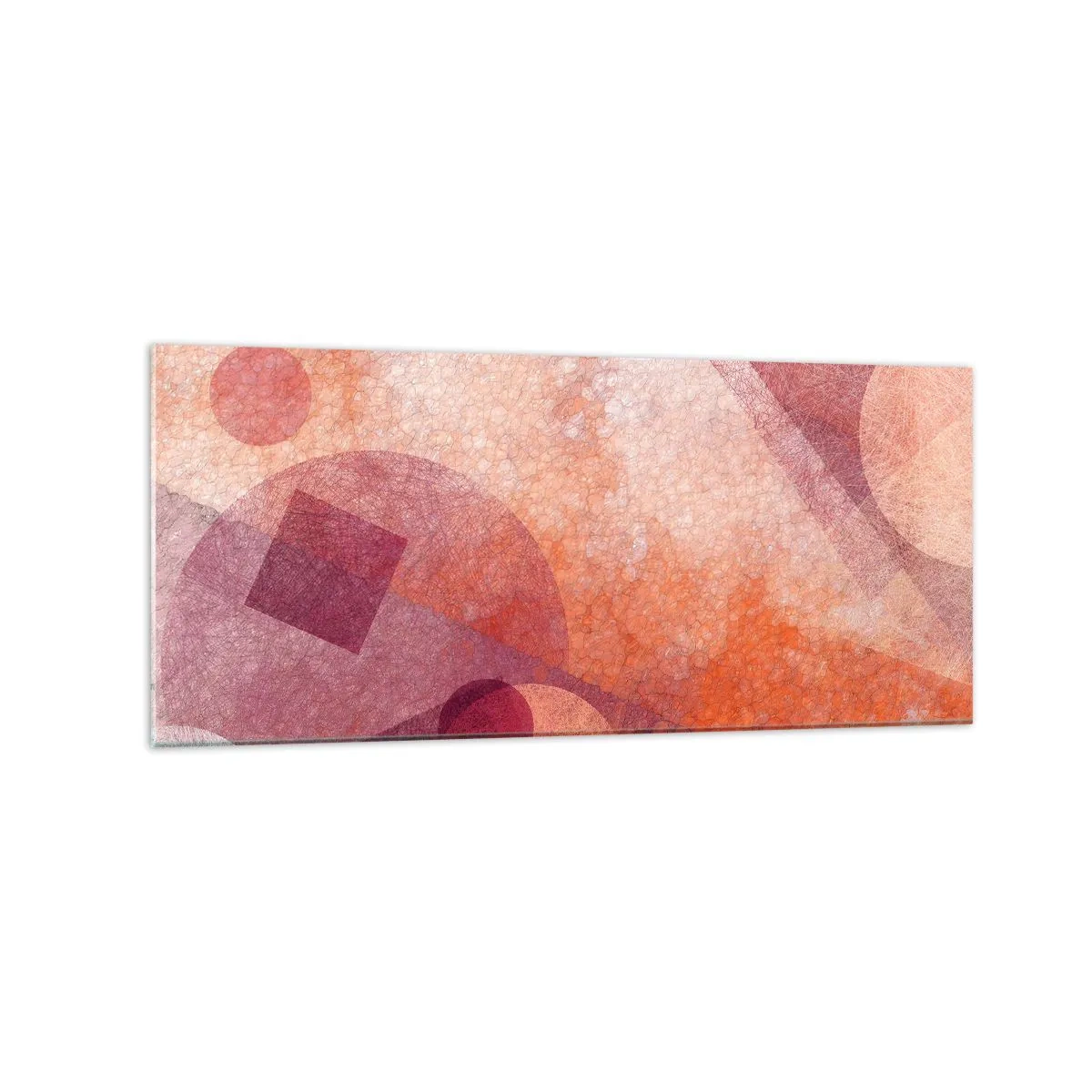 Glasbild - Bild auf glas - Abstrakte geometrische Formen in Pastelltönen von Rosa - 120x50cm - Geometrische Transformationen in Pink - Moderne Wanddekoration für Wohnzimmer und Schlafzimmer ARTTOR