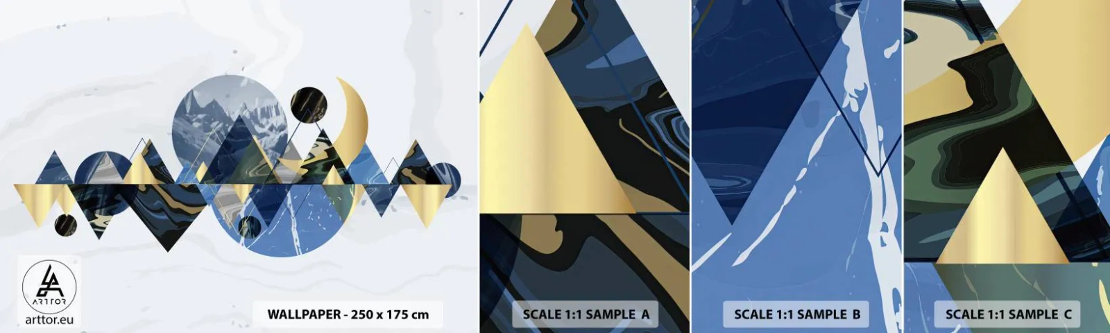 Fototapeten Muster Selbstklebend Deluxe Sticker - Geometrische Landschaft - Abstraktion, Berge, Stück - 100x30 cm