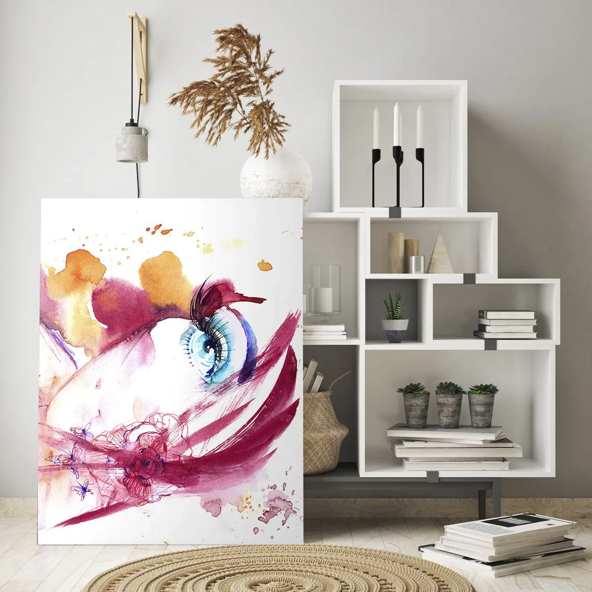 Glasbild - Bild auf glas - Abstrakter Look mit bunten Details und Figuren - 50x70cm - Die Welt gedeiht in der Nähe - Moderne Wanddekoration für Wohnzimmer und Schlafzimmer ARTTOR