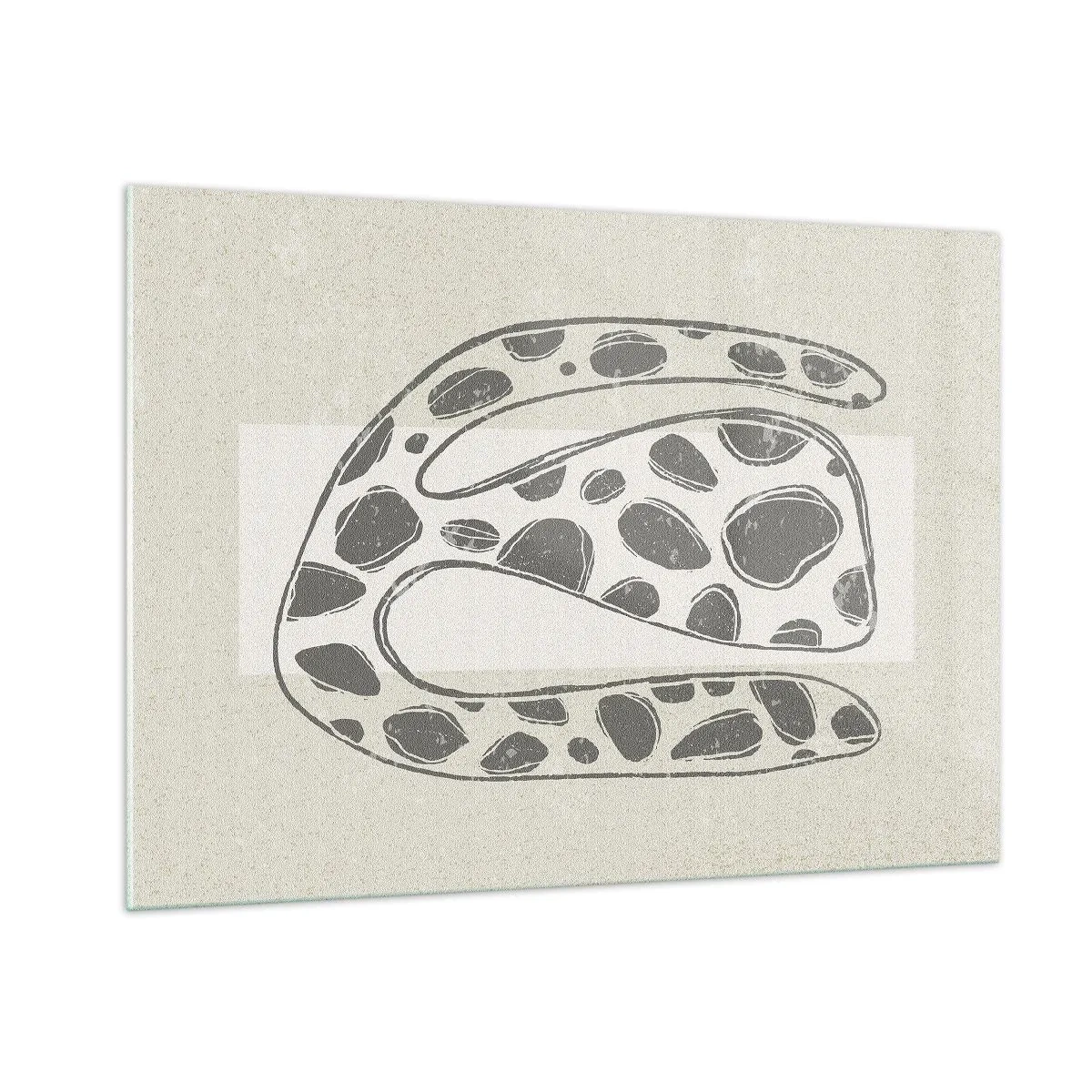 Glasbild - Bild auf glas - Eine phantasievolle organische Form in Grautönen auf Beige - 100x70cm - Seltsame Kreatur - Moderne Wanddekoration für Wohnzimmer und Schlafzimmer ARTTOR