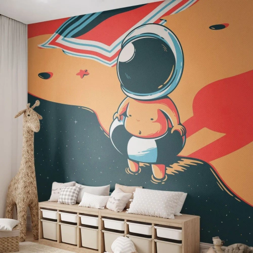 Fototapete Premium Canvas - Aus einer anderen Perspektive - Abstraktion, Strand, Astronaut - 300x210 cm