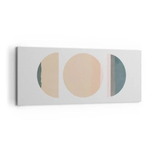 Bild auf Leinwand - Leinwandbild - Abstrakte geometrische Formen in Pastellfarben - 120x50cm - Ein Rad hinter dem anderen… - Moderne Wanddekoration für Wohnzimmer und Schlafzimmer ARTTOR