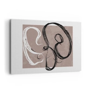 Bild auf Leinwand - Leinwandbild - Schwarz-weiße Abstraktion auf beigem Hintergrund - 120x80cm - Komposition – die Suche nach Fülle - Moderne Wanddekoration für Wohnzimmer und Schlafzimmer ARTTOR