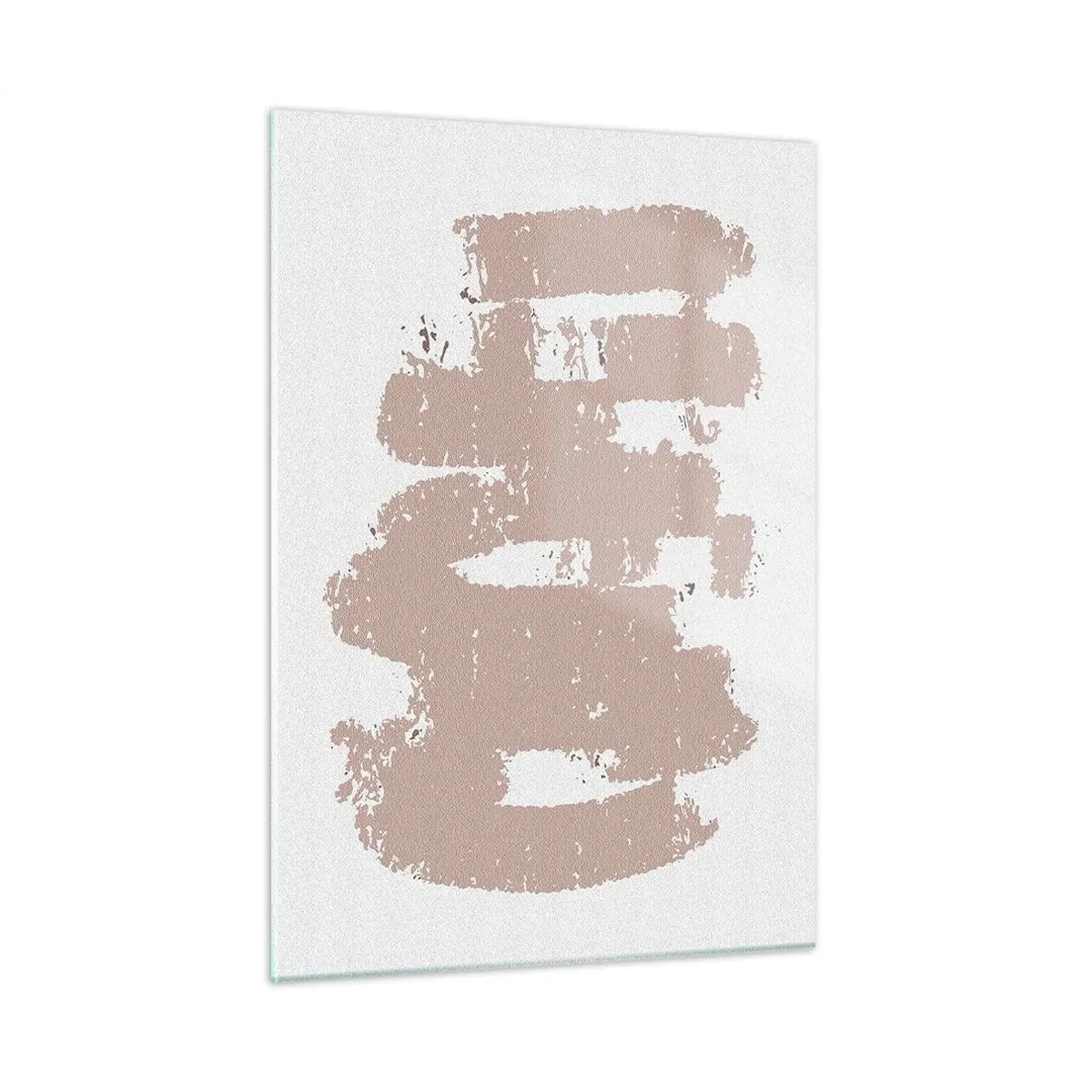 Glasbild - Bild auf glas - Rosa Pinselstriche auf weißem Hintergrund - 50x70cm - Abstraktion in zartem Rosa - Moderne Wanddekoration für Wohnzimmer und Schlafzimmer ARTTOR