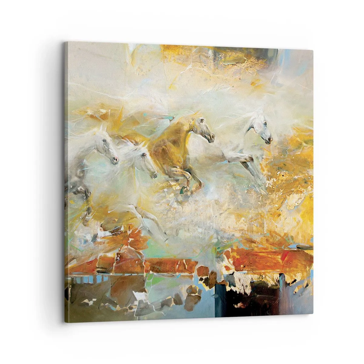 Bild auf Leinwand - Leinwandbild - Im Galopp durch das Licht - 60x60 cm