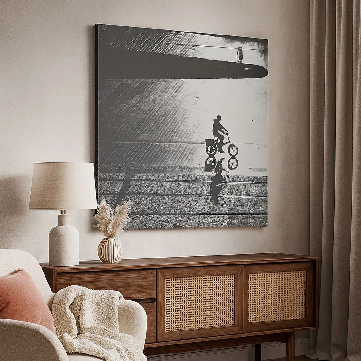 Bild auf Leinwand - Leinwandbild - Vor sich hin durch die Stadt - 30x30 cm