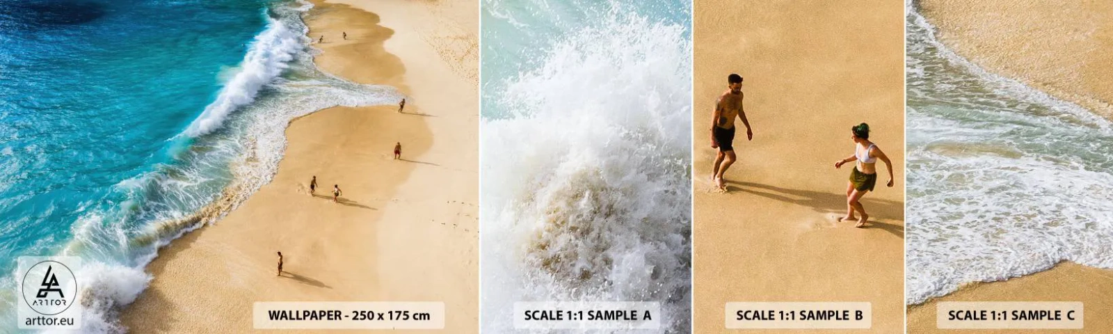 Fototapeten Muster Selbstklebend Deluxe Sticker - Und dann die Sonne, der Strand… - Strand, Meeresufer, Meer - 100x30 cm