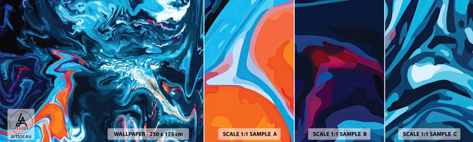 Fototapeten Muster Selbstklebend Deluxe Sticker - Reise ins Zentrum des Himmels - Abstraktion, Stück, Modernes Muster - 100x30 cm