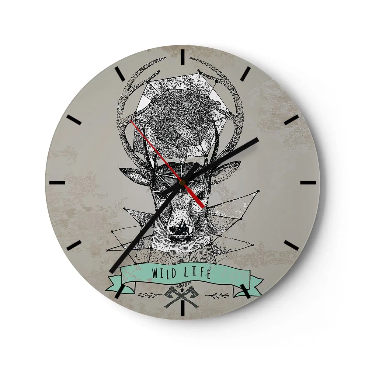 Wanduhr - Glasuhr - St. sehen Hubertus - 40x40 cm